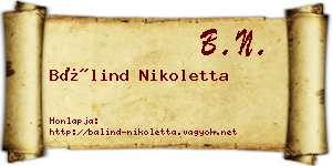 Bálind Nikoletta névjegykártya