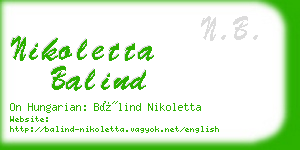 nikoletta balind business card